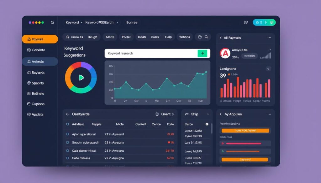 Generate an image of an ai-powered keyword research tool interface.