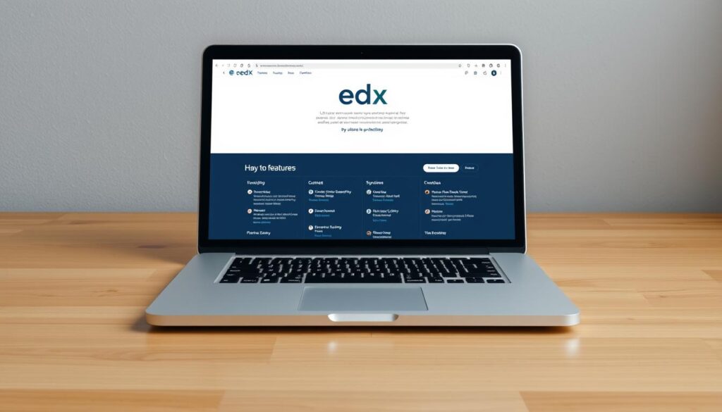 Generate an image of the edx homepage on a laptop screen.