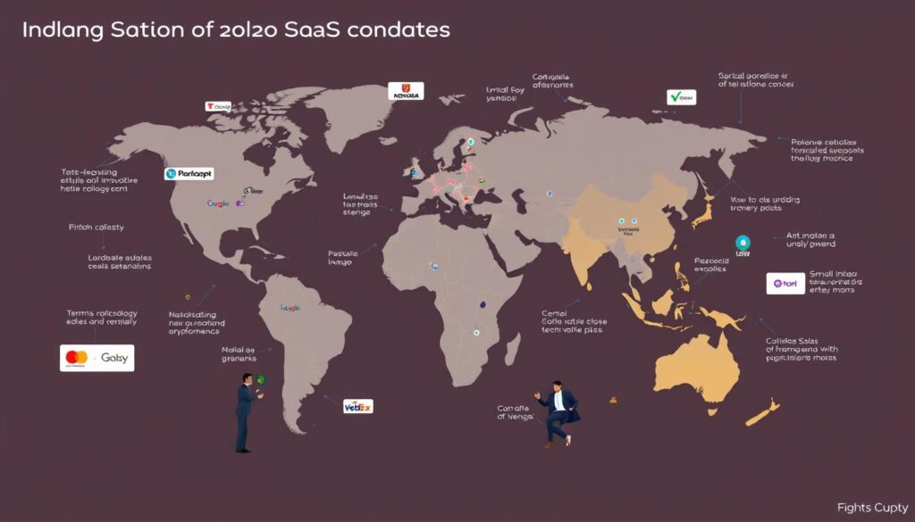 Generate an image representing indian saas companies expanding globally