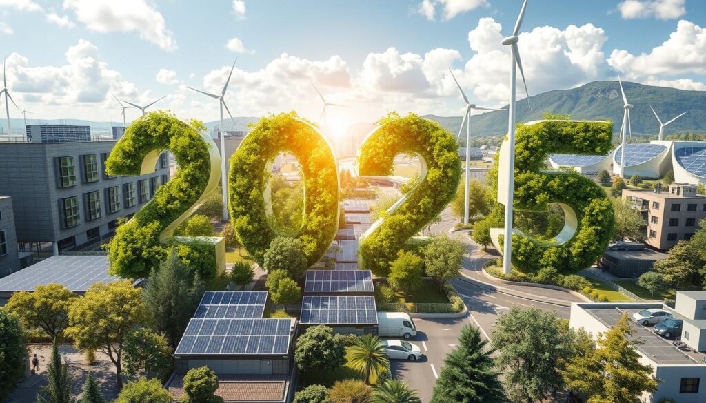 Generate an image representing sustainable energy solutions in 2025