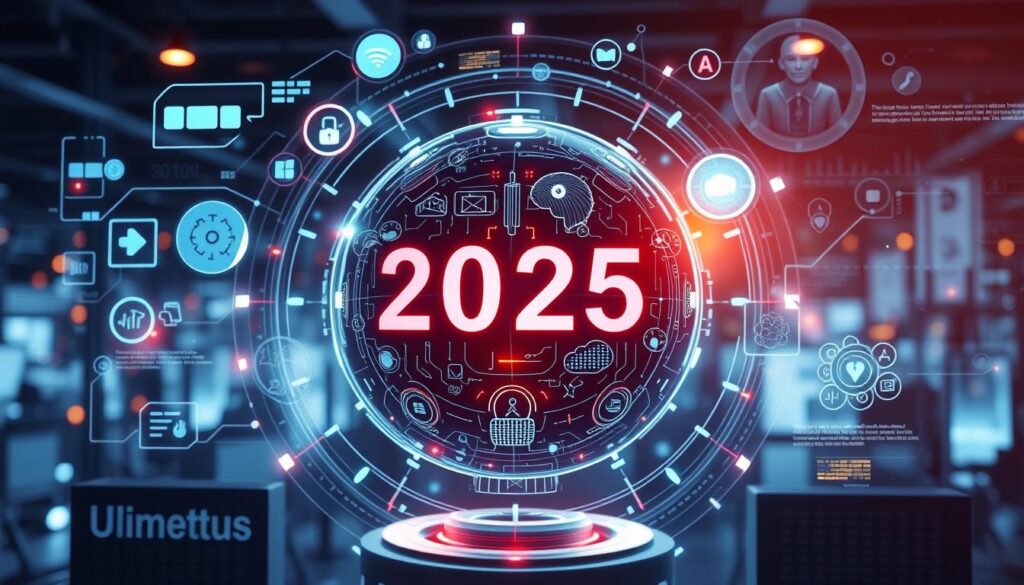 Generate an image representing the integration of AI and language models in 2025