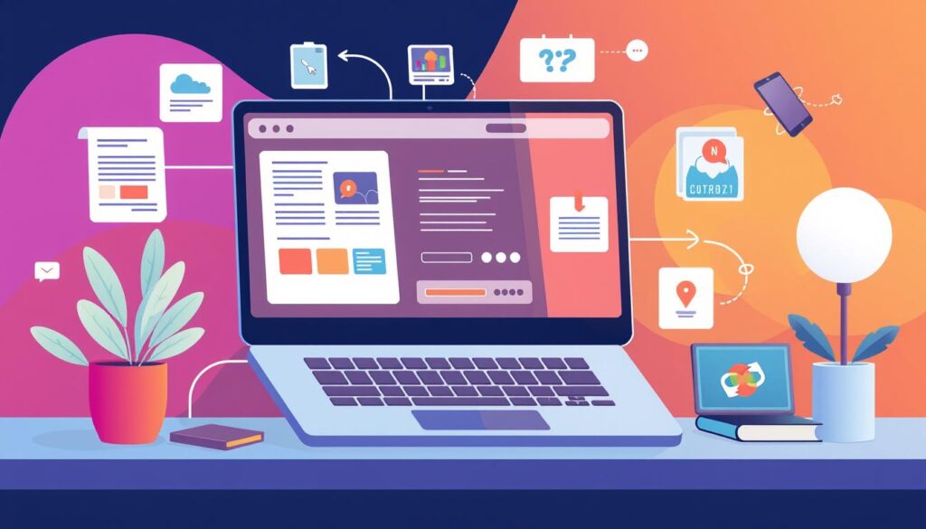 Illustrate an online course being created on a digital platform