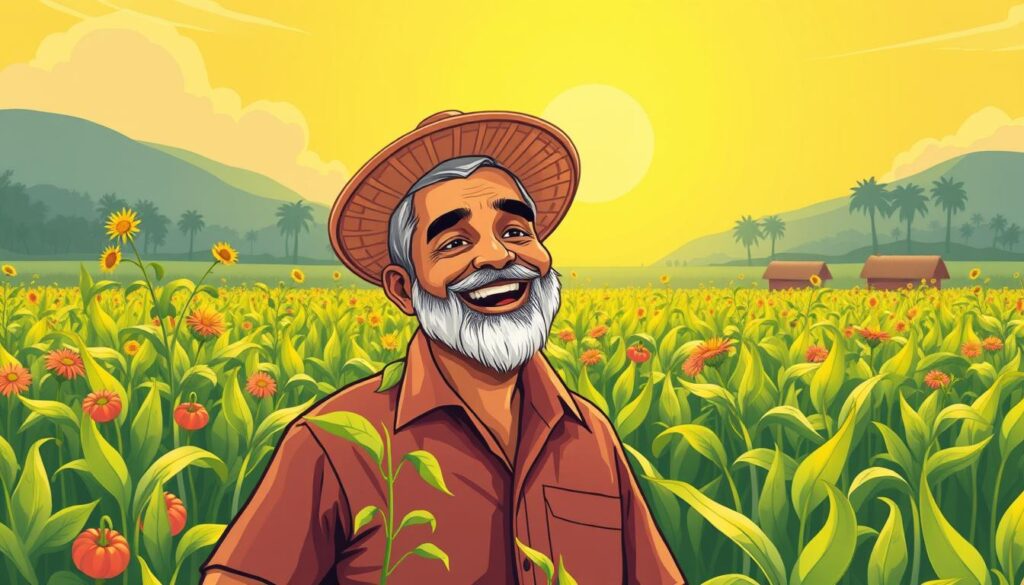 Image of a farmer benefiting from pm-kisan