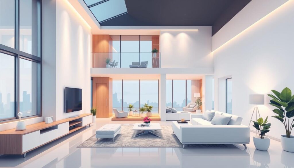 Image of a futuristic smart home with ai assistant