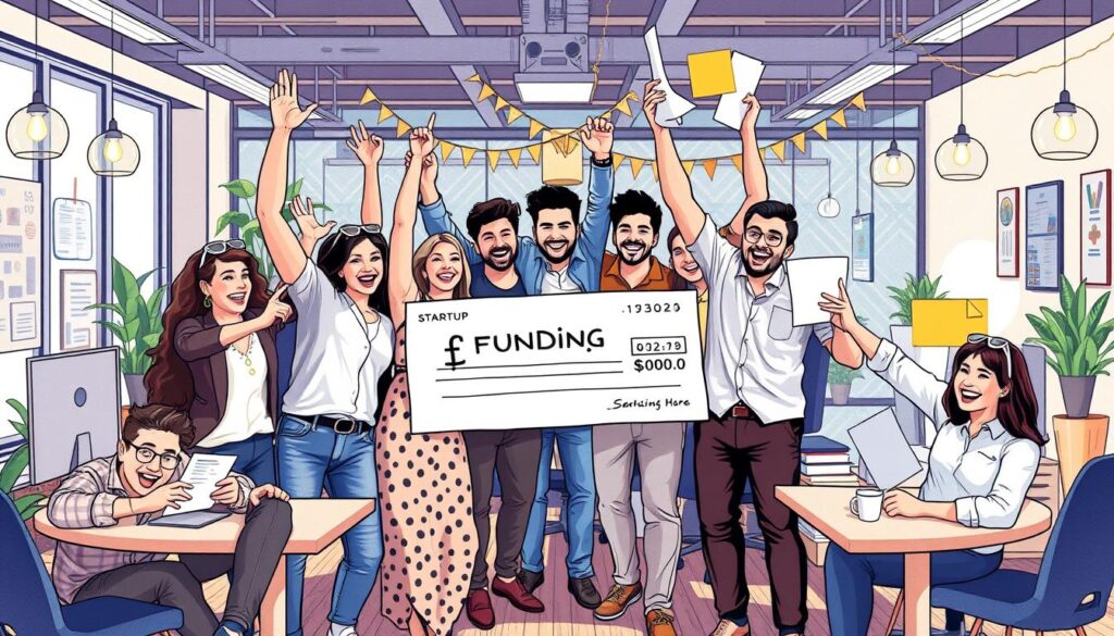 Image of a startup receiving funding support