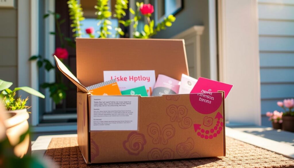 Image of a subscription box being delivered