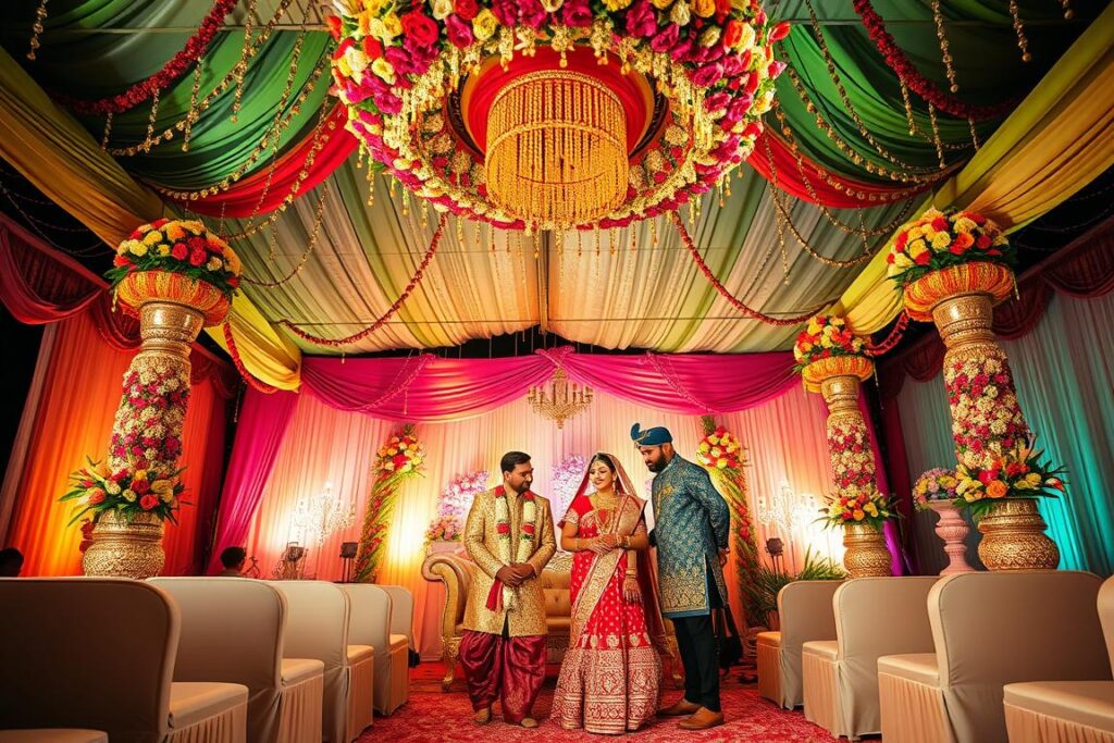 Indian wedding celebration inspired by bollywood themes