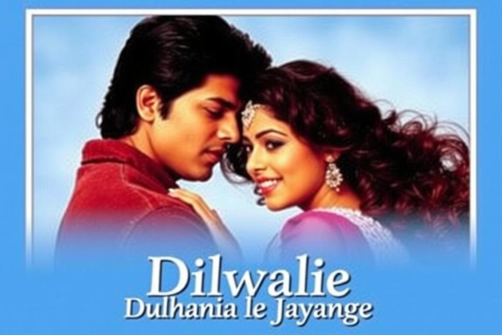 Movie poster of dilwale dulhania le jayenge, a romantic bollywood classic Movie poster of dilwale dulhania le jayenge, a romantic bollywood classic