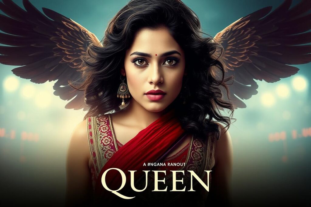 Movie poster of queen, a female-led bollywood film Movie poster of queen, a female-led bollywood film