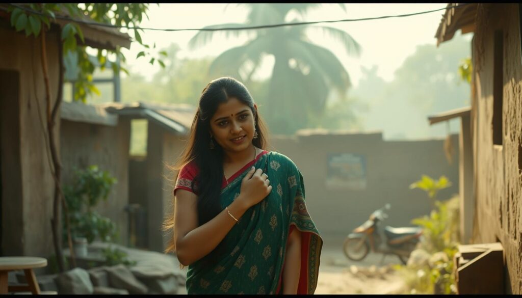 Scene from content-driven bollywood film with realistic setting