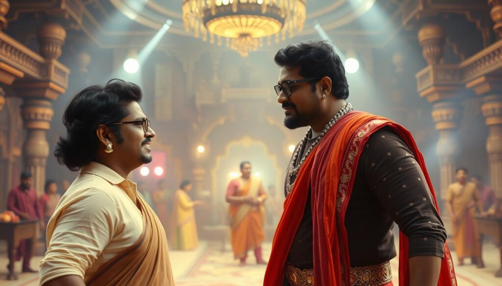 Scene from modern bollywood blockbuster with high production values